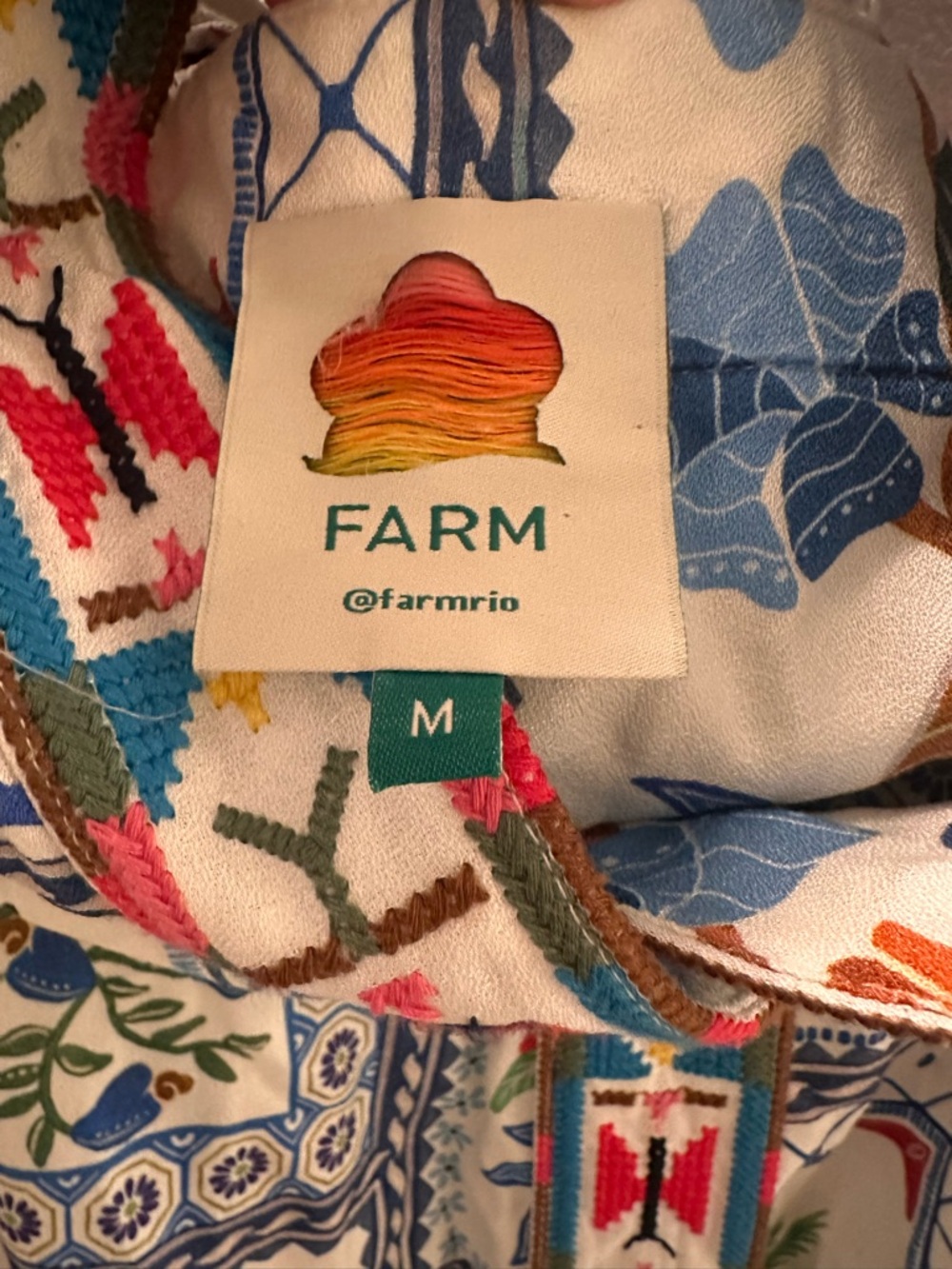 Farm Rio Tropical Tiles Embroidered Mini Dress - Picture 7 of 8